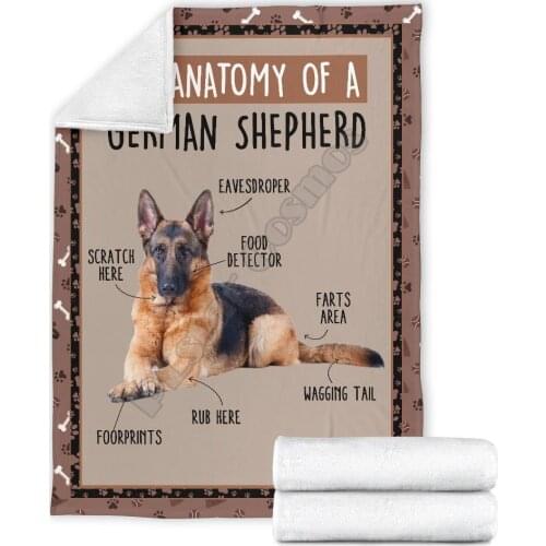 The anatomy of german shepherd fleece blanket funny 3d printed Sherpa Blanket on Bed Home Textiles HOME ACCESSORIES
