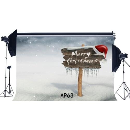 Photography Backdrops Christmas Falling Snowflakes Heavy Snow Scene Wooden Sign Background