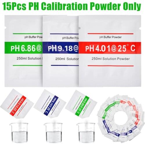 15pcs PH Meter Buffer Powder Measure Calibration Solution PH 6.86/4.01/9.18 With 250ML Distilled Water for Measure Water Testing