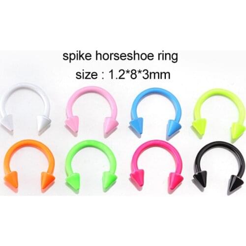 Neon color paint C-shaped pointed cone horseshoe ring nasal septum lip ring earrings stainless steel piercing jewelry