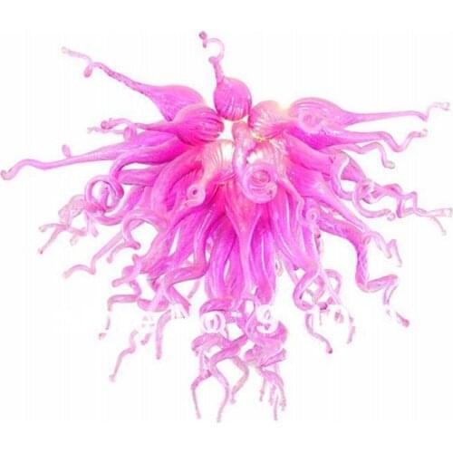 LR125 - Free Shipping 100% Handmade Pink Glass Chandelier