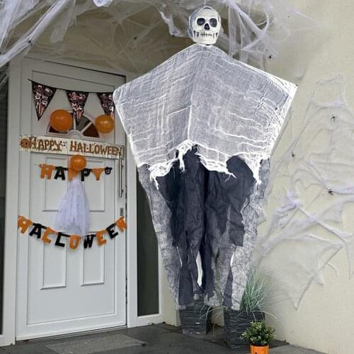 Gauze Imitation Skull Head Halloween Hanging Ghost Pendant Ghost Festival Halloween Party Haunted House Escape Horror Props