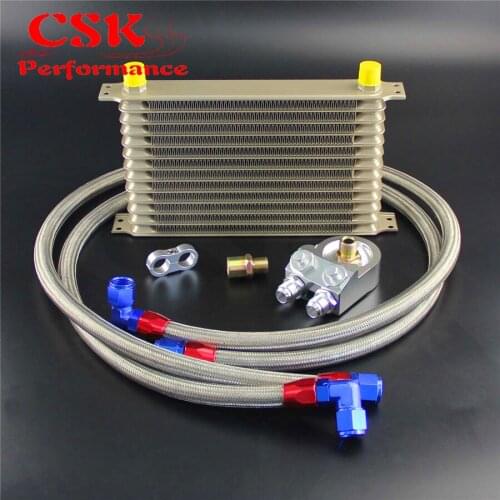 Champagne AN10 Trust Oil Cooler 13 Row +3/4*16 & M20*1.5 Filter Adapter Hose Kit