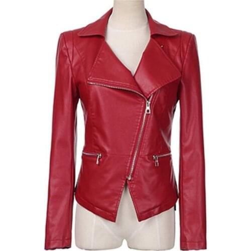 PU Leather Jacket Women Coats New 2021 Women Leather Coat Short Slim Motorcycle Womens Leather Clothing Black Red