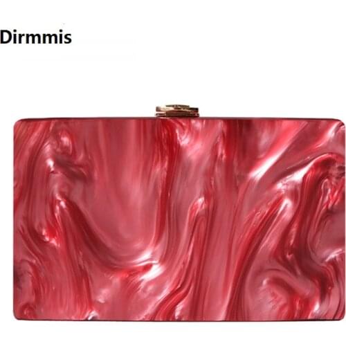 New Fashion Accessory Women Bag Vintage Solid Red Acrylic Party Evening Bag Dinner Handbag Woman Wedding Trendy Clutch Purse