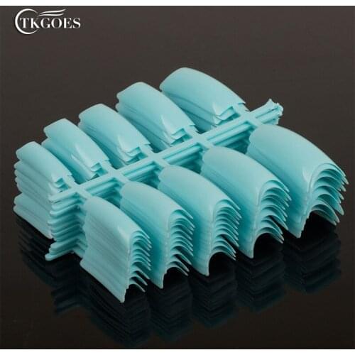 TKGOES 100pcs Acrylic French Nail Tips Sky Blue Colors False Nail Half Tips French False Art for Finger Salon Art #06