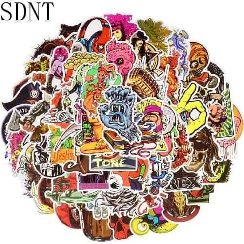 100 PCS Horror Cool Sticker Skeleton Punk JDM Graffiti Waterproof Stickers for Adult DIY Laptop Helmet Bike Skateboard Stickers