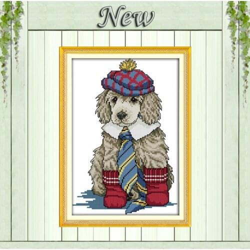 Dressed lovely dog cartoon animals painting counted printed on canvas DMC 11CT 14CT kits Cross Stitch embroidery needlework Sets