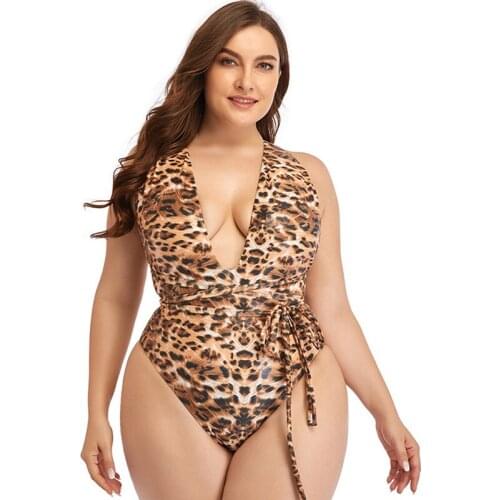 One Piece Swimsuits Women 2021 Leopard Bathing Suit Snakeskin Bodysuit Female Bather Beachwear Plus Size Swimwear Monokini 3XL