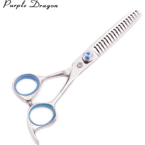 Barber Thinning Scissors Purple Dragon 6.0" Japan Stainless Hairdresser Scissors 18 Teeth 2009# Professional Shears Finger Rings