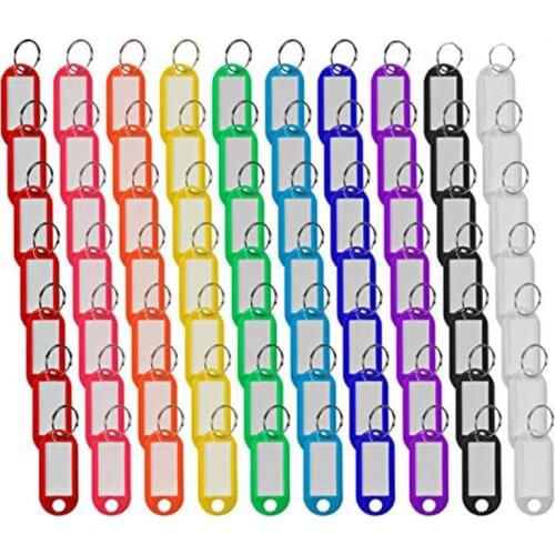 Plastic Key Tags with Split Ring Label Window, Key ID Tags for Name Tag, Key Chain Tag, Luggage Tags Assorted Colors, 200 Pcs