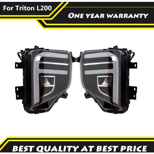 Fit For Mitsubishi Triton L200 2019 2020 2021LED DRL Daytime Running Lights Fog Lamp Cover with Yellow Turn Signal Lamp