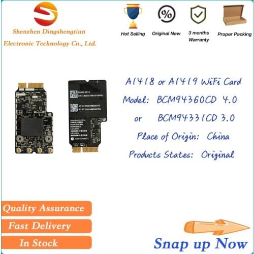 Genuine Wireless WiFi Card BCM94360CD 4.0 BCM94331CD 3.0 for macbook air A1418 A1419 2012 2013 2014 Year
