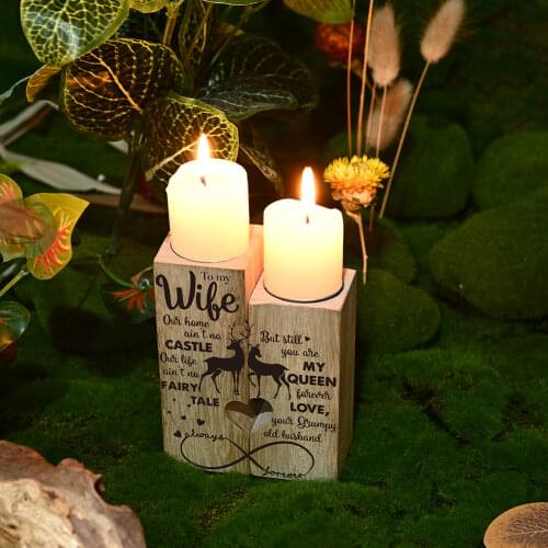 Heart-shaped Craft Wooden Candlestick Shelf Valentines Day Decoration Gift Couple Candle Holder Stand Girlfriend Anniversary