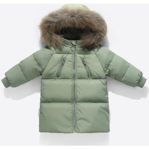 Kids Warm Jackets Baby Boys Hoodies Winter Down Coat Fur Collar Baby Girls Outerwear size 1 2 3 4 5 6 years old