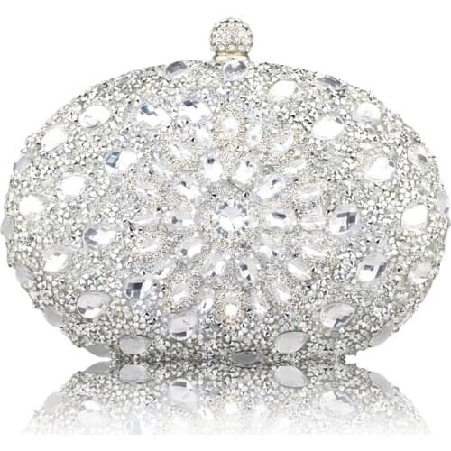 Luxury Clutch Chain Bag Woman Wedding Diamond Crystal Floral Blue Red Sling Designer Purse Cell Phone Pocket Wallet Handbags