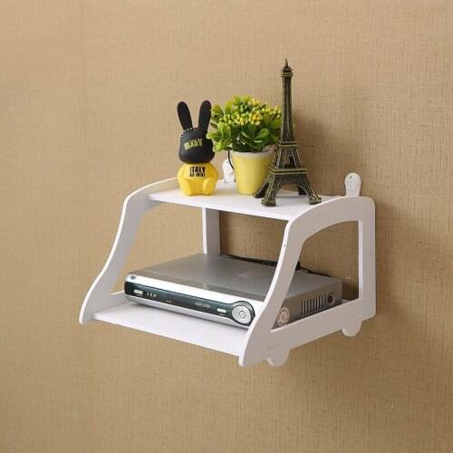 Home Living Room Routers Storage Organized Frame Hollow Out Double Set-Top Box Router Storage Rack Wall Hanging Holder Stand