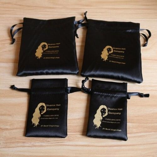 400pcs satin drawstring bags 7*9cm custom gift pouches satin silk jewelry pouches with 1 color printing and ePacket shipping