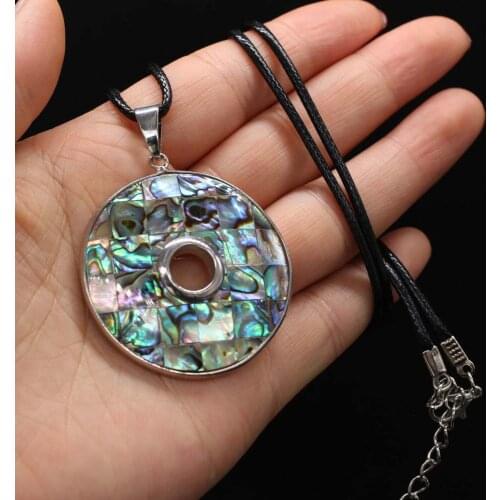 Natural Abalone Vintage Necklace Simple Reiki Heal Round Colorful Shell Good Quality Women&Man Necklace Jewelry Party Gift