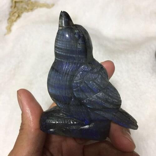Top Quality Large Hand Carved heavy flash spectrolite Labradorite Crystal Bird Animal Carving - Madagascar - Self Standing