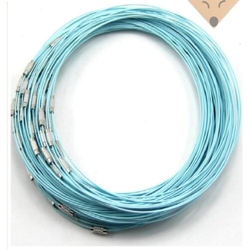 10pcs/lot 46cm multicolor mixed Stainless Steel 18" screw choker Necklace Jewelry Wire Cord For DIY necklaces accessaries