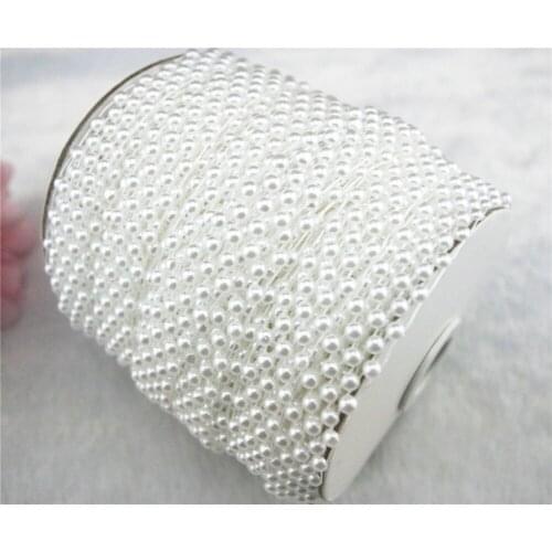 10 Yard 5 Rows 15mm White Pearl Chain Trims Costume Applique Sewing Craft LZ42