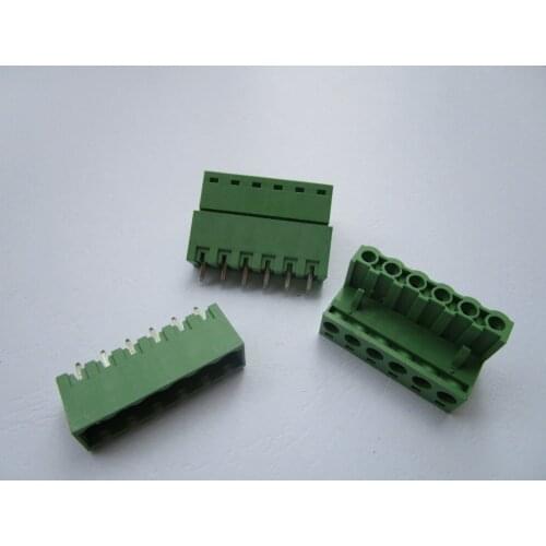 120 Pcs Close Straight 6 pin/way Pitch 5.08mm Screw Terminal Block Connector Green Color Pluggable Type With Straight pin