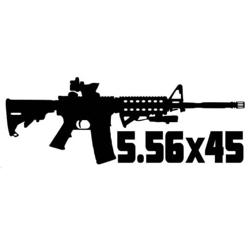 15X5.5CM 5.56X45 AR-15 Cartoon Gun Interesting Car-styling Vinyl Decals Car Sticker S8-0082