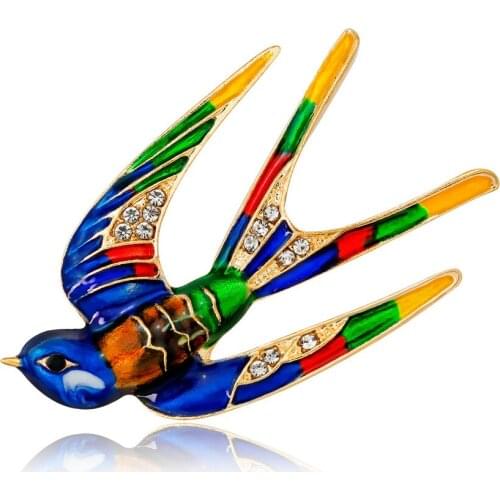 2018 Fashion Alloy Swallow Brooches jewelry beautiful Rhinestone animals pins and brooches for women men pins metal