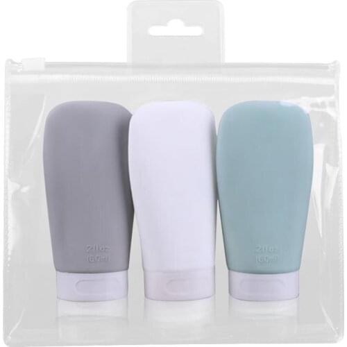 3pc Silicone Sub-bottle Travel Storage Sub-bottling Lotion Sub-packing Cosmetic Sub-packing Small Sample Squeeze Empty Bottle