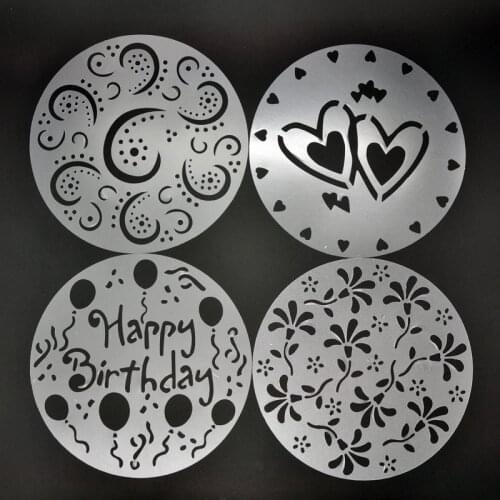 4Pcs/Set DIY Plastic Stencil Set Cake Decorating Tools Chocolate Spray Mold Birthday Fondant Baking Sugarcraft Tool