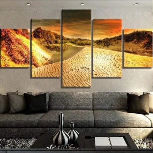5 Piece Canvas Painting Beach Dunes Cuadros Landscape Canvas Wall Art Home Decor For Living Room Unique Gift Wall Picture