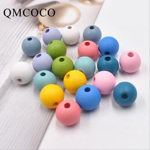 DIY 50Pcs Candy Color Wooden Round Beads Handmade Custom Decorations Fashion Crafts Childrens Jewelry Baby Toys Accessories
