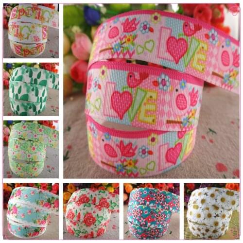 7/8" (22mm) 50 yards/lot flowers printed grosgrain ribbons animals ribbon DIY handmade materials MD18022628