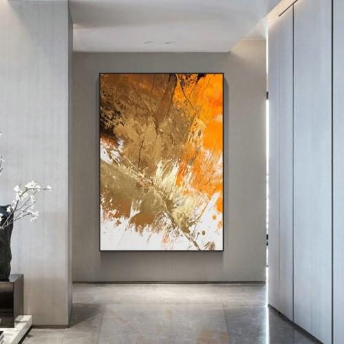 Abstract Modern Oil Painting Style Poster Orange Gray Wall Art Nordic Pictures Print Canvas Painting Living Room Home Decor