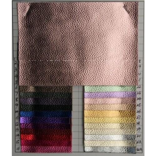 Free shipping metal shiny embossed leather/ synthetic litchi grain PU leather/ faux leather/ for Shoes, belts, home, furniture