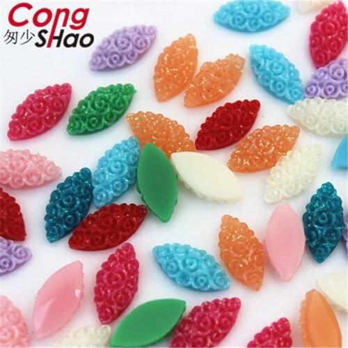 Cong Shao 300PCS 7*15mm Mixed Colors Resin Horse Eye Rhinestone Flatback Stones And Crystals DIY Wedding Dress Button CS177