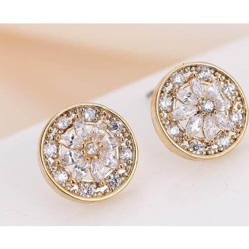 DE137 Fashion Refined Grace Noble 4A Zircon Ring Flower Stud Earrings Girlfriend Gift Party Banquet Woman Jewelry Earrings 2021