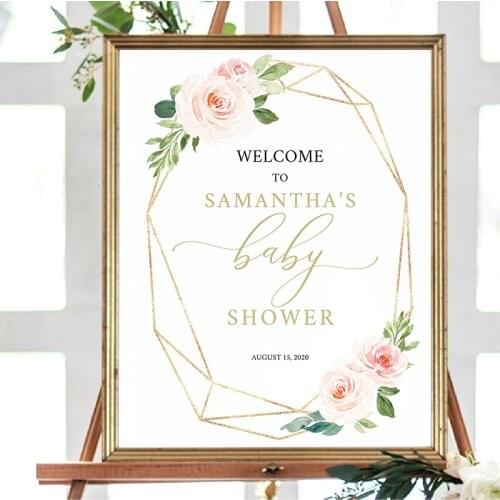 Baby Shower Sign Personalized Canvas Prints and Poster , Custom Name Date Baby Shower Birthday Party Decoration Canvas Painting