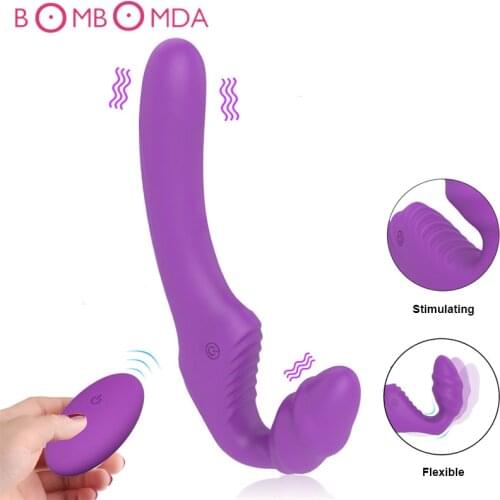 Lesbian Strapless Strapon Double Dildo Vibrator Sex Toys for Adults Women Strap On Penis Remote Control Female Vagina Massager