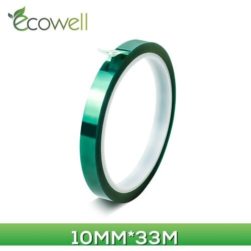 Ecowell 1pcs 10mm for PCB Solder Plating Insulation Protection Green PET Tape 33m length PET High Temperature tape Masking Tape