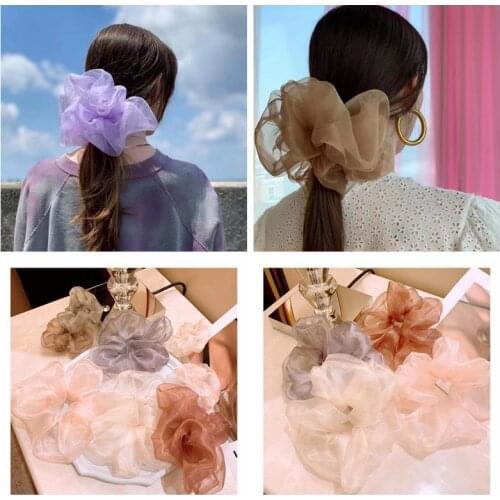 MueRaa Large 17cm Elegant Women Girls Yarn Scrunchies Elastic Hairband Fashion Ponytail Holder Hair Accessories Gentle Headwear