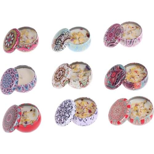 Hot Sale 1Pc Scented candles with flowers Tin Can Fragrance Handmade Scented Candle Natural Soy Wax Home Decoration