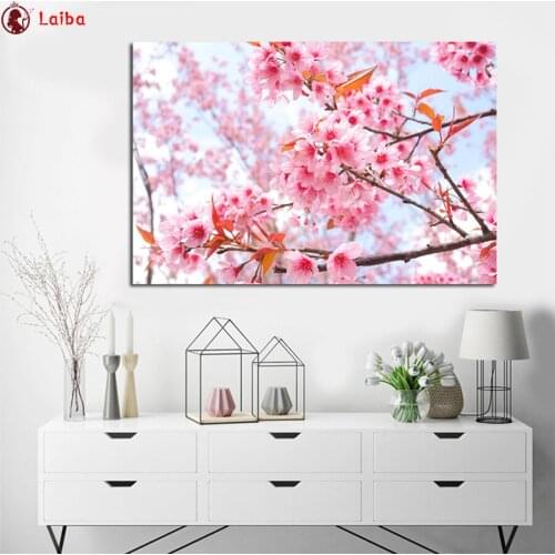 Painting DIY Diamond Painting Landscape art, pink peach blossom diamond Embroidery 5d mosaic Diamond cross stitch