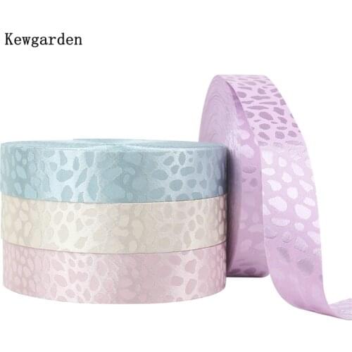 Kewgarden Leopard Bright light Fabric Layering Cloth Ribbon 2" 1" 10 25 50mm DIY Hair Bow tie Accessories Handmade Tape 10 Meter