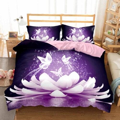 Butterfly Bedding Set Watercolor Floral Decor Duvet Cover Fantasy Style Comforter Cover Set for Girls Women Kids Cute