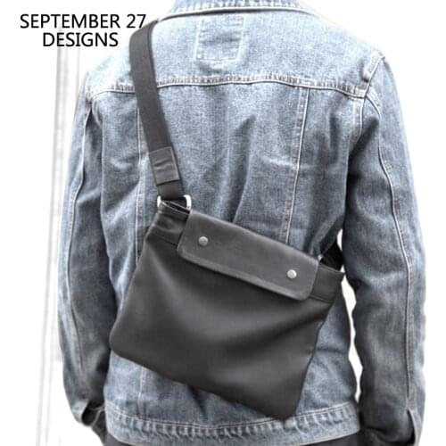 New Men Messenger Bags First Layer Leather Handmade Casual Male Mini Bag Top-end 100%Cowhide Hasp Travel Crossbody Shoulder Bag