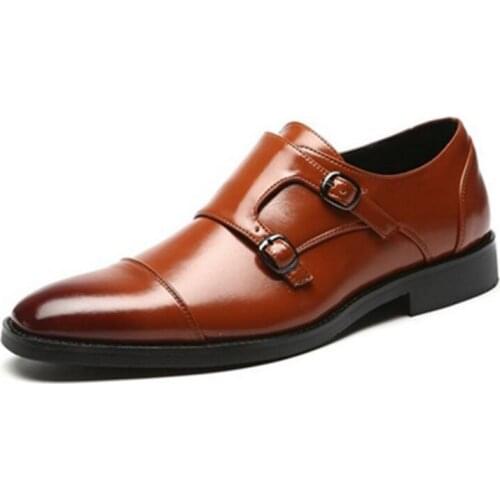 Mens Dress Shoes Formal Men Monk Shoes Oxford Shoes For Men Wedding Dress Brand Leather Double Buckles Shoes big size