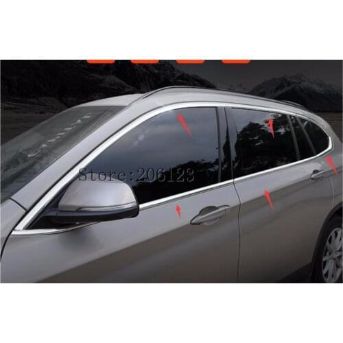 20PCS Car Door Full Window Frame Sill Molding Trim Cover For 2016 2017 2018 BMW X1 F48 standard Wheelbase Aluminum Alloy Matte