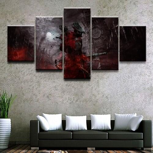 5 Panels Game Bloodborne Role Modern Home Wall Decor Painting Canvas Art HD Print Painting Canvas Wall Picture For Home Decor